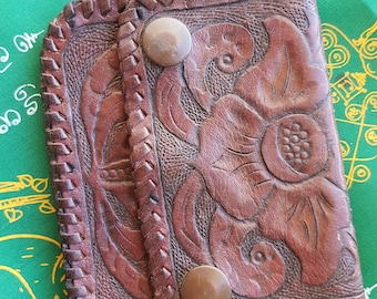 Vintage Tooled Leather Coin Purse Wallet