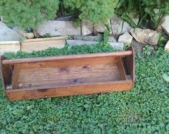 Vintage Wooden Tool Box/Handcrafted Bin/Tackle Box/Garage Organization/Caddy/Handy/Simple/Handle