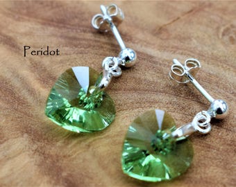 Sterling Silver dangly earrings with Swarovski® Peridot Crystal