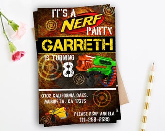 NERF Invitation, NERF Party Invitation, NERF Invite, Nerf Birthday, Nerf Birthday Invite, Nerf Party, Nerf Birthday Invite, Nerf printable