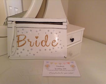 Personalised Bride Handbag, Personalised Clutch Bag, Wedding Bag, Personalised Hen Party Bag, Personalised Handbag, Bridal Handbag, Handbag
