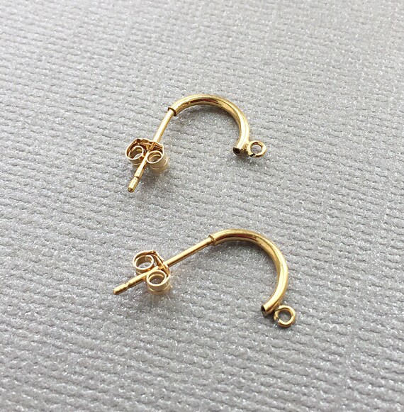 Gold Post Earrings Half Hoop Stud Earring 14k Gold Filled