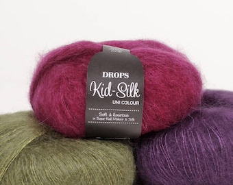 Mohair yarn, Kid mohair, DROPS Kid-Silk, Lace yarn, Mohair silk yarn, Knitting yarn, Yarn for knitting, Wool yarn, Super kid mohair,