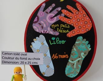 Wall decoration Creation personalized with the first name and the date of birth born present, baby, child Décoration murale enfant