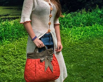Linen bag, a bag of linen and leather, linen bag