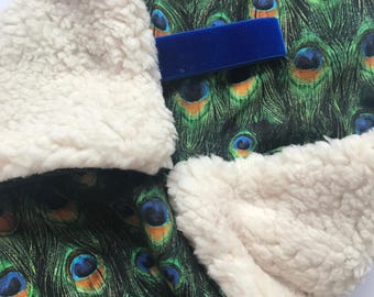 Baby blankie, Lovey, plush toy, Baby Blanket, Tutdoekje, Peacock, Peacock feather, blue, green, Teddy Ecru, OEKO-TEX Class 1