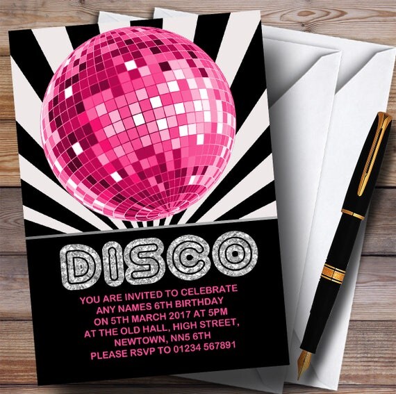 Disco Ball Pink Children's Birthday Party Invitations