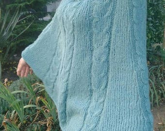 Hand knitted mohair sweater poncho NEW Hand Knit Mohair