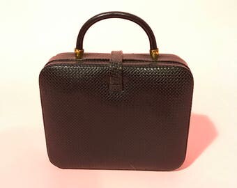 50's woven leather mini box bag