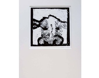Original Lino Print Cow Anna