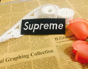 supreme wording iron on patch ,embroidered patch ,jacket patch ,wording patch ,denim patch, hats patch, DIY