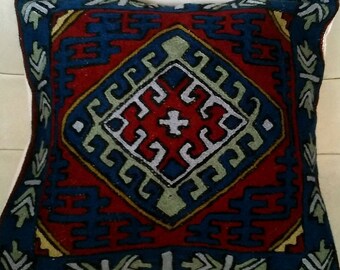 Wool hand embroidered cushions from Kashmir, India