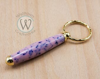 Pink with Dark Blue Vein Marble acrylic Keychain