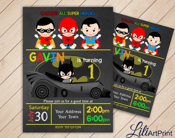 First Birthday, Superhero Invitation, Superhero Birthday Invitation, Superhero Invite, Superhero Birthday Invite, Digital file (20)