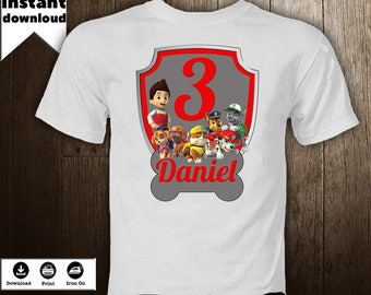 Paw Patrol Iron On Transfer Image Birthday Boy Personalized Disney T-Shirt Printables Shirt DIY - DIGITAL FILE