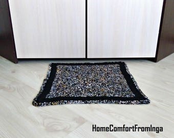 Black rug, Rug, dog cat bed, crochet rug, area rug, braided rug, rainbow rug, carpet for kitchen, nursery, bath Mat, carpets, decorative rug