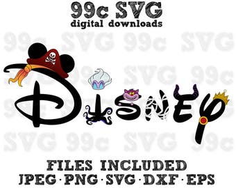 Disney Villains Fun Letters SVG DXF Png Vector Cut File Cricut Design Silhouette Cameo Vinyl Decal Party Stencil Template Heat Transfer