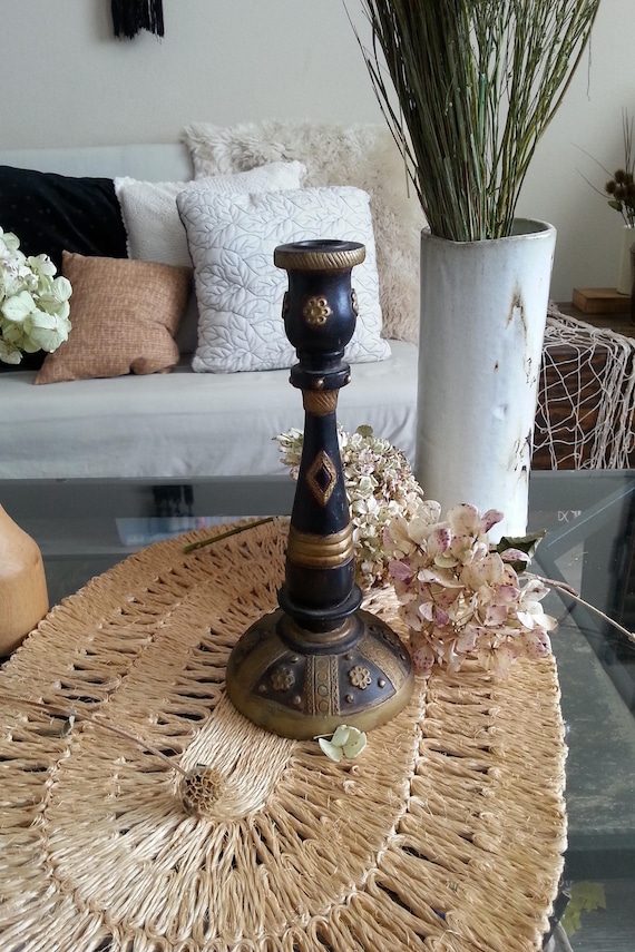 Boho Votive Candlestick Holder Rustic Earthy Mid Century