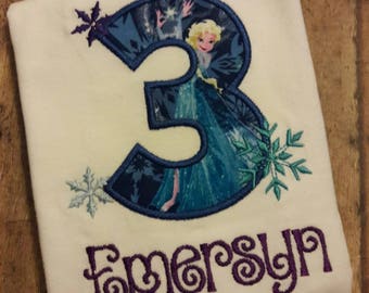 Frozen Birthday Shirt, Embroidered Any Age **fast shipping**
