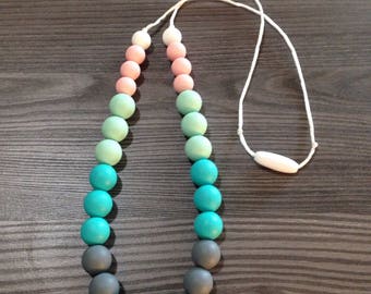 Grey and Turquoise Mamma Teething Necklace