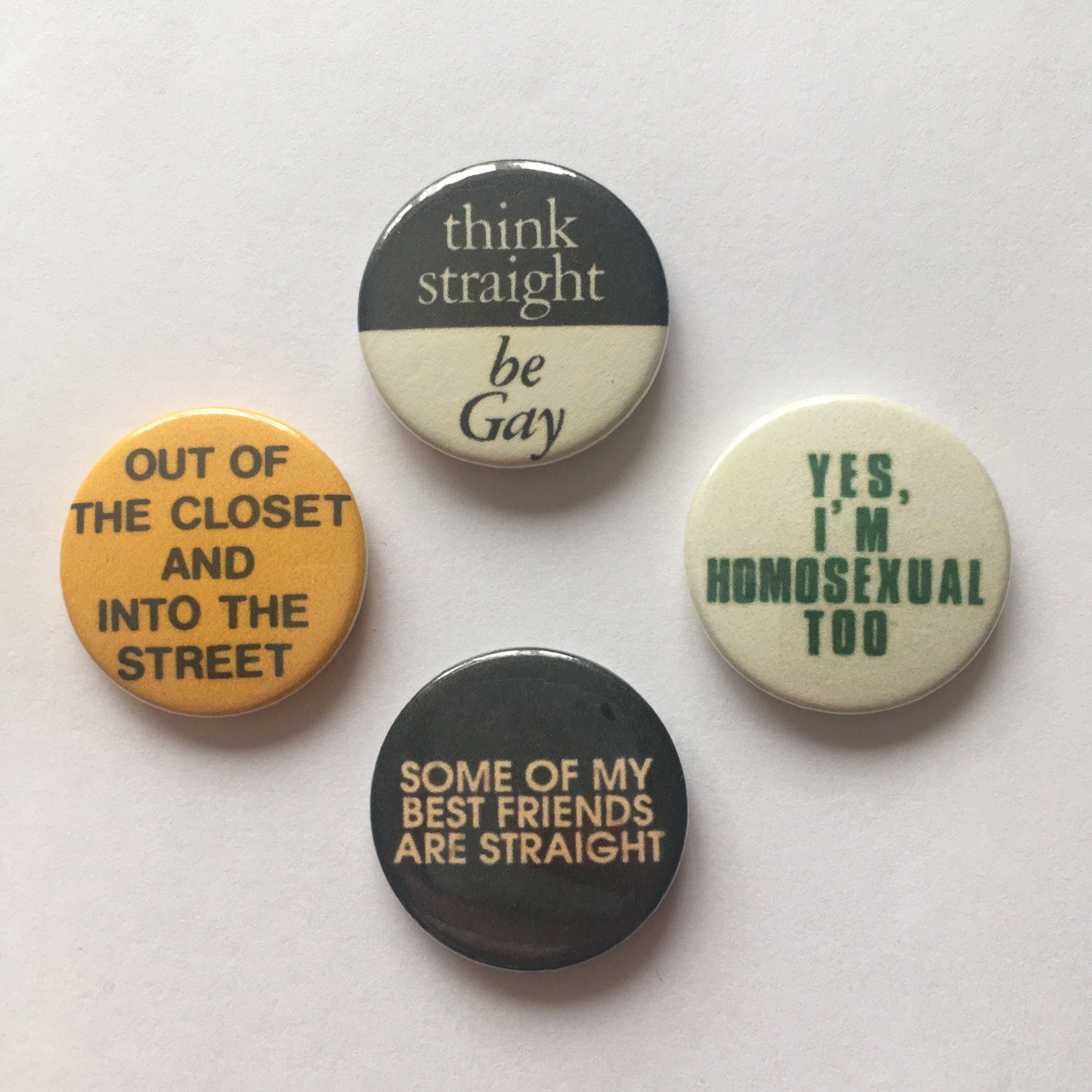 4 Pack Gay Pride Lgbt Lesbian Badges Pin Buttons Set