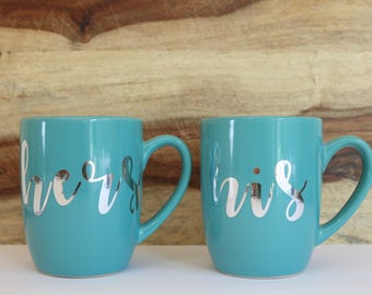 His and Hers Mug Set in Teal
