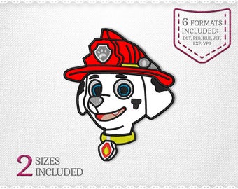 Paw Patrol Marshall Face Applique Machine Design - 2 Sizes - INSTANT DOWNLOAD - Applique, Embroidery, Designs