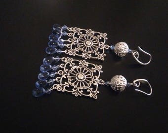 Earrings: Prints and beads filigree - glass beads