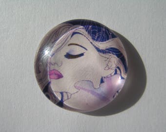 Cabochon 25 mm round domed with woman face image