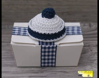 10 boxes dragées little blue sailor Hat Navy and white for christenings, births or other events
