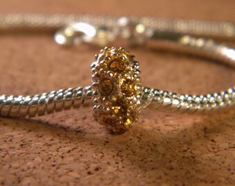 bead charms European-rhinestones-yellow - plated - 11 x 6 BA-30 mm
