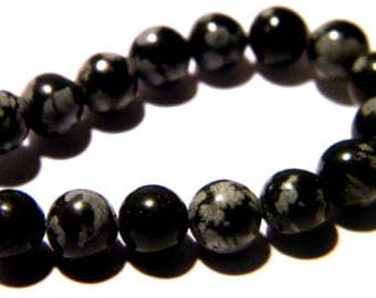 20 natural pearls - 6 mm - Obsidian snowflake - gems-gemstones - PG222