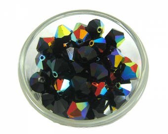 Lot 6 Jet AB - 8 mm Swarovski Crystal bicones