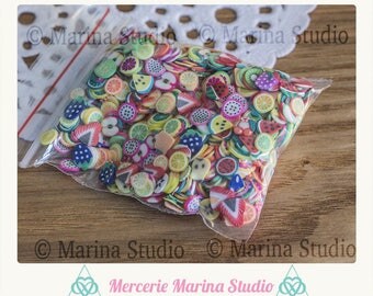 1000 theme fruits Fimo cane slices