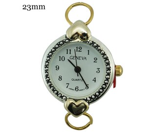 Two Tone Loops Beading Watch Face Hearts 23mm