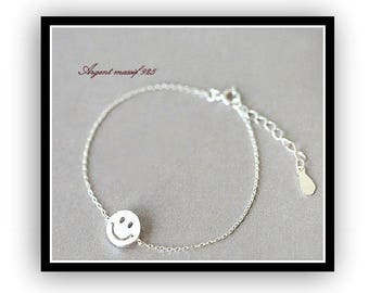 BRACELET MINIMALIST STERLING SILVER 925 SMILE EMOTICON