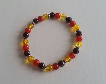 Bracelet Garnet Citrine and carnelian - beads 6 mm