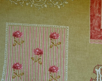 Coupon 115 x 80 cm MFTA lace, beige French toile pink