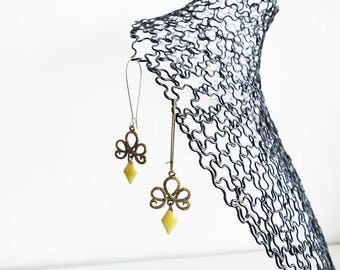 Boucles d'oreilles - Boucles d'oreilles ethniques-chic - Boucles d'oreilles Ethniques - Boucles d'oreilles Couleur Bronze et Vert Anis - Bou