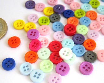 Round buttons 9 mm 4 hole buttons, resin, set of 20 buttons, multicolor set, sewing, scrapbooking, knitting, craft buttons