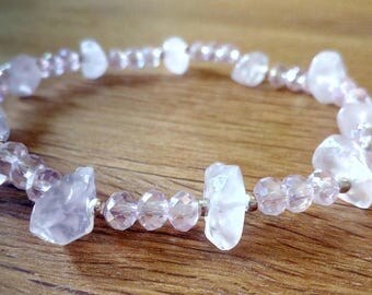 Rose quartz bracelet, semi-precious, gemstone, beaded