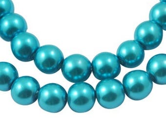 Set of 500 renaissance Pearly Turquoise 6 mm - blue glass beads-