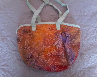 Colorful batik pink orange red shoulder bag