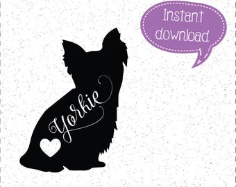 Download Yorkie silhouette | Etsy