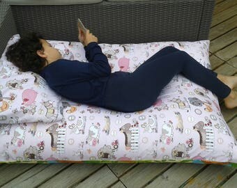 Large cushion, pouf floor for baby child Ptibidi pattern "ponies"