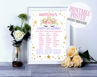 Unicorn name game,Unicorn Printable,Unicorn party,Unicorn Birthday, Unicorn Party Sign,Unicorn welcome sign,unicorn invitation,unicorn props