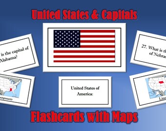 Items similar to USA States & Capitals Flash Cards on Etsy