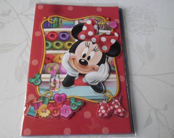 x 1 greeting card 3D pattern Minni multicolored + envelope 19.5 x 13.5 cm
