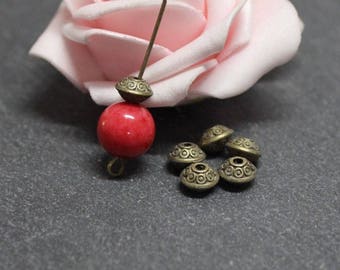 30 perles intercalaires toupie en métal bronze de 6x4 mm PMB33