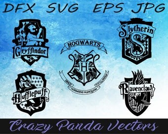 Harry Potter Emblem Set of 5 Hogwarts Houses - Gryffindor logo vector - Slytherin vector - Ravenclaw SVG - Hufflepuff - Hogwarts Houses SVG